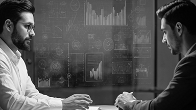 Two professionals in discussion